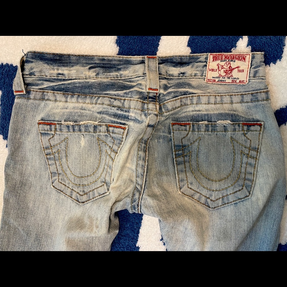 Vtg True Religion Johnny Light Denim Distressed 25